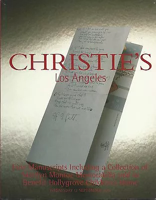 CHRISTIE’S MANUSCRIPTS Hollywood Marilyn Monroe Memorabilia Collection Catalog • $199.95