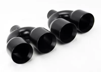 Dual 4  Quad Staggered Gloss Black Exhaust Tips Fits Chevy Corvette C6 05-13 • $104.99