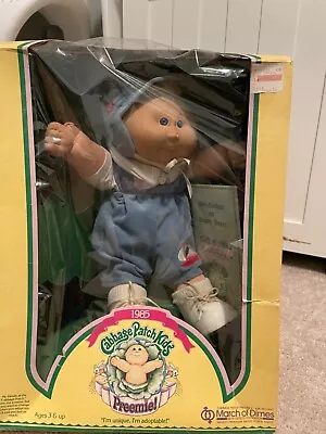 1985 Boy Cabbage Patch Preemie Doll In Box With Certificate  • $20.50