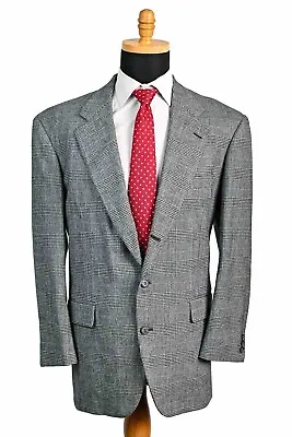 Grieco By Southwick 3 Roll 2 Flannel Wool Glen Plaid Suit EUC Size 44R 37x28.5 • $79.99