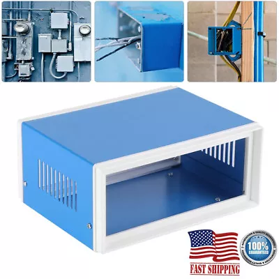 Blue Rectangle Metal Electric Enclosure Project Case DIY Junction Box Accessorie • $26.69