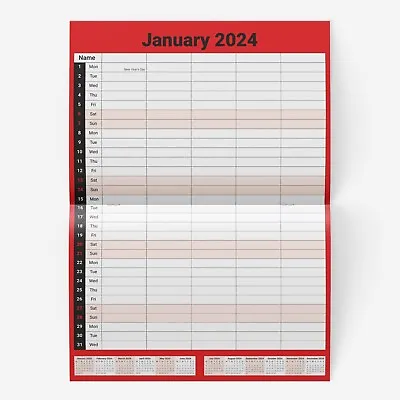 2024 Calendar 5 Columns Wall Monthly Planner Staff Rota Family Organiser • £3.99