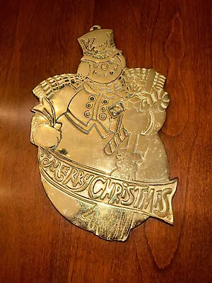 Virginia Metalcrafters Merry Christmas Snowman Brass Trivet 4th In Series 1998 • $19.99