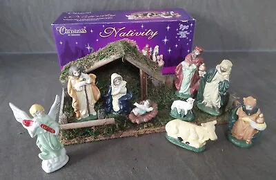 Vintage Traditional Christmas Nativity Set 9 Pc Ceramic With Stable By Halsall  • £29.99