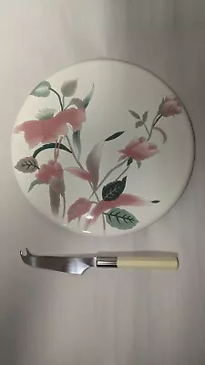 Mikasa SILK FLOWERS 10 1/2  Cake Plate / Cheese Plate FX003 With Cheese Knife GC • $27