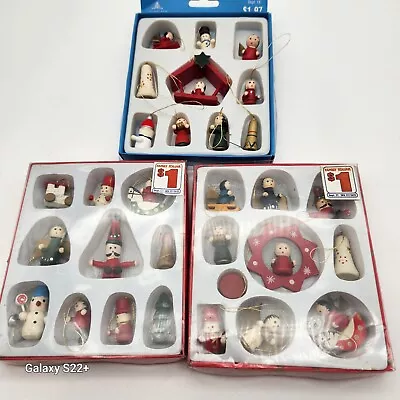 Vintage 30 Mini Wood Christmas Ornaments See Pictures  • $20