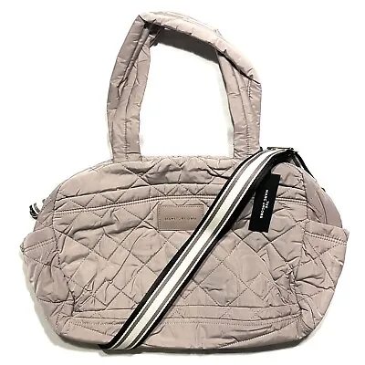 MARC JACOBS Quilted Nylon Weekender Tote Bag Bark Grey Medium (MSRP $295) • $118.99