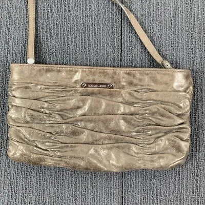 Michael Kors Crossbody Bag Womens Small Metallic Brown Leather Webster Ruched • $23.99