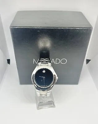 Movado 84 G1 1853 Luno Black Museum Dial Stainless Steel Men's Watch • $229