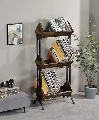 Musiea 3 Tier Vinyl Record Holder LP Storage Shelf Record Storage Rack Walnut • $75.90