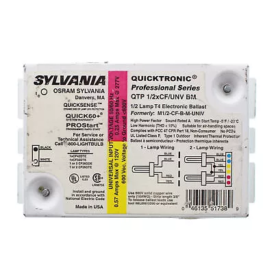 Sylvania Qtp1/2xcf/unv-bm Compact Electronic Ballast 2-lamp T4 26w 120/277v • $12.50