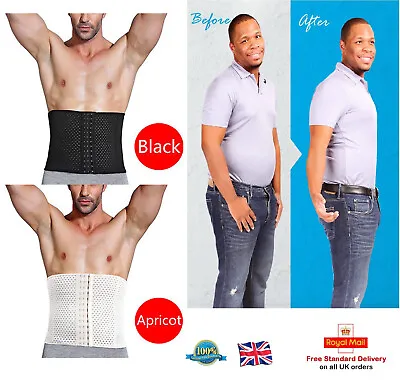 Men's Waist Trainer Cincher Body Shaper Corset Gym Corset Slimming Belt Girdle • £8.79