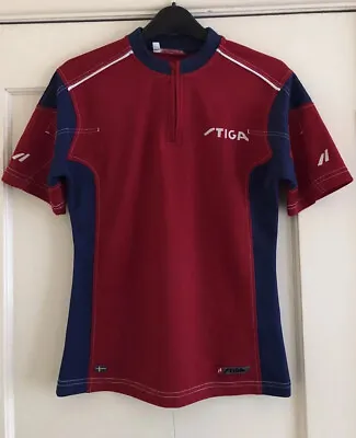 STIGA Womens Table Tennis Sports Shirt Red/Blue Size XS • £4.50