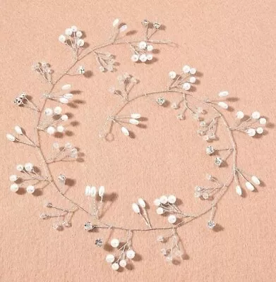 Bridal/Wedding Bridesmaid Silver Crystal & Ivory Pearl Hair Vine Accessory.BNWOT • £3