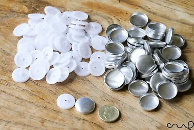 £8.79 • Buy 50 X 36L Button Blanks Cover Non Astor Set White Metal Plastic 23mm Dress Making