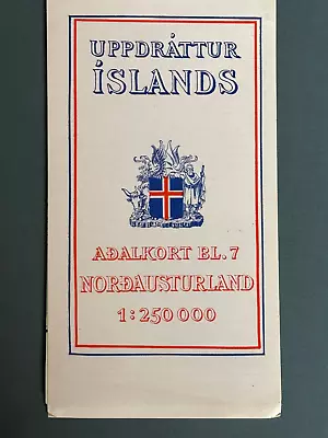 Vintage Geodaetisk Institut Map Of Nordausturland Area Iceland 1966 • £21.85