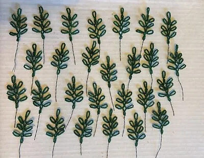 Vintage French Glass Seed Beaded FLOWERS Leaves Stems Components 25 Pcs Lot 14 • $26.99