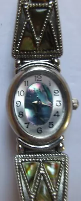 LA Express LAX1346 Abalone Face Oval Quartz Watch Running • $9.99