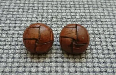 Pair Vintage Mid Brown Leather Football Buttons Coat Cardigan Waistcoat 19mm • £4.50