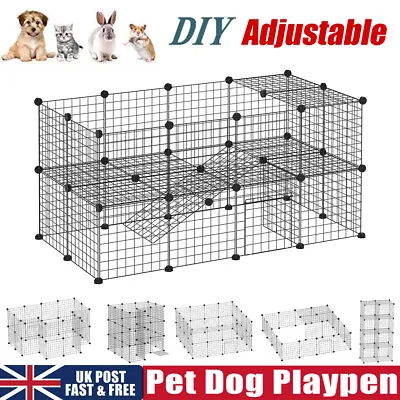 36 Panel Pet Playpen Wire Fence Play Pen Puppy Pig Rabbit Animals Cage DIY Metal • £25.90