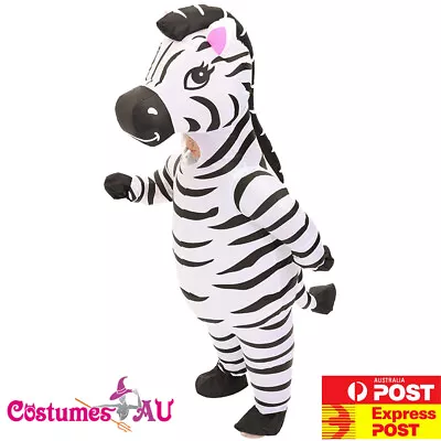 Mens Inflatable Zebra Costume Adules Ride On Funny Novelty Zoo Animal Party • £35.72