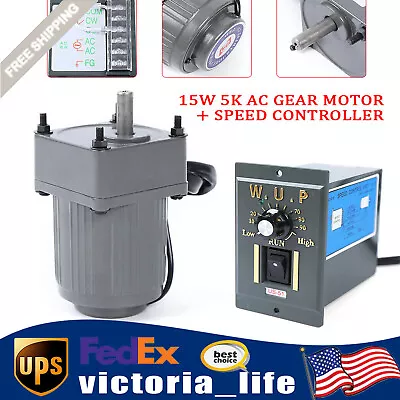 110V AC Gear Motor Electric Motor Variable Speed Controller 5K 270RPM Reversible • $61