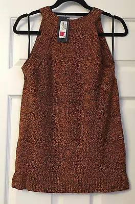 M&s Limited Sleeveless High Neck Jumper ~ Size 18 ~ Orange Mix • £12.99