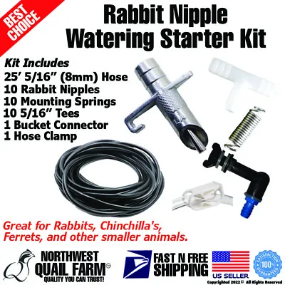 Rabbit Nipple Watering Start Kit Gravity Fed Watering Set Ups 10 Nipples • $27.95