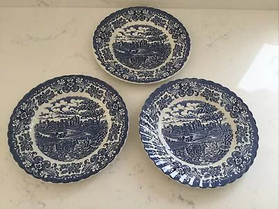 3 X Hostess Tableware Olde Country Castles Ironstone 25.5cm Plate Blue And White • £14.99