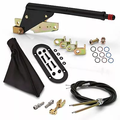 Floor Mount Black Emergency Parking Brake Black Boot Black Ring And Cable Kit • $329.93