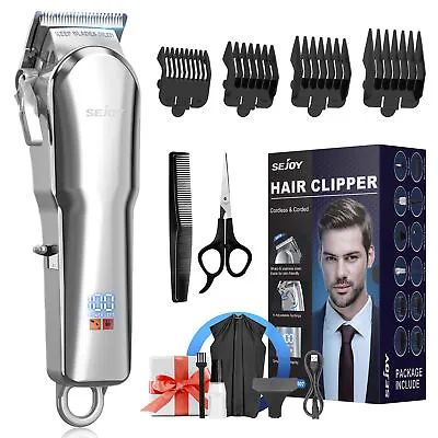 SEJOY Mens Hair Clippers Electric Beard Trimmer Shaver Rechargeable Grooming Kit • $27.99