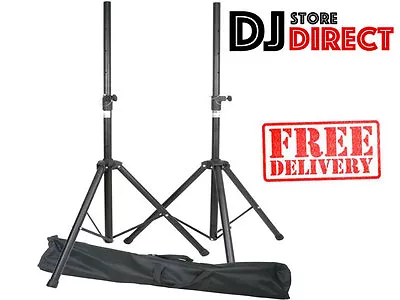 £59.99 • Buy QTXSpeaker Stands Height Adjustable Pair + Carry Bag Black 35mm Locking Pins