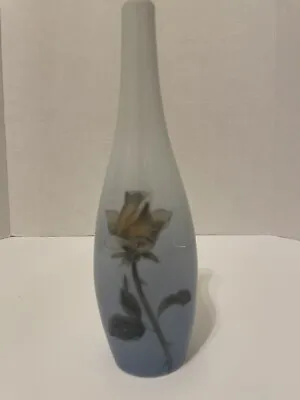 Vtg Copenhagen Denmark Porcelain 8.5”hand Painted Rose Bud Vase Artist Signed Rs • $16.88