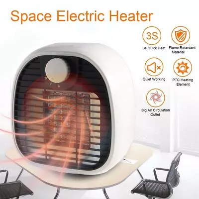 Portable Electric Mini Heater Fan Space Fan Heater No Noise PTC 3 Gears WHITE • $19.36