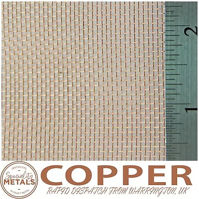 Top Quality Copper Woven Wire Mesh | Many Wire Sizes Hole Sizes & Hole Counts • £102.99