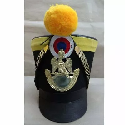 Reproduction French Napoleonic Shako Helmet W/ Black Felt Yellow Cloth Banding • £128.41