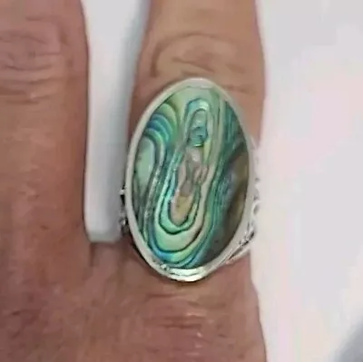 925 Sterling Silver Abalone Ring Size 7.5 • $31