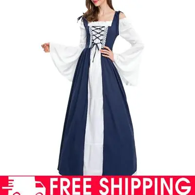 Medieval Renaissance Style Corset Maxi Dress Elegant Women Loose Vacation Outfit • £19.67