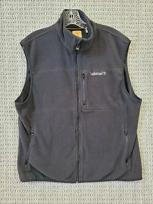 Timberland Fleece Vest Mens Large Black Full Zip Mock Neck Lightweight Hiking • $18.74