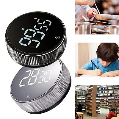 LED Round Digital Timer Manual Countdown Alarm Rotary Clock Magnetic Stopwatch • £7.97