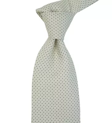 Canali Woven Cream W Woven Gray & Tonal Dots Silk Neck Tie Italy  3.7 W • $39