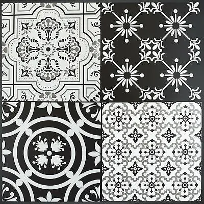 £6.99 • Buy Floor Tiles Self Adhesive Vinyl Flooring Kitchen Bathroom Patterned Black Grey