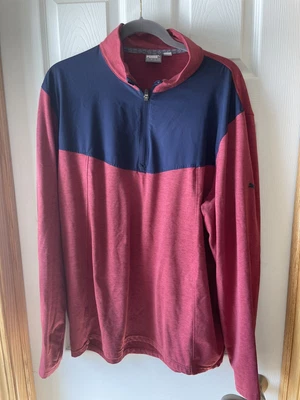$14.90 • Buy PUMA Golf Mens Pullover 1/4 Zip XL Navy Blue / Red