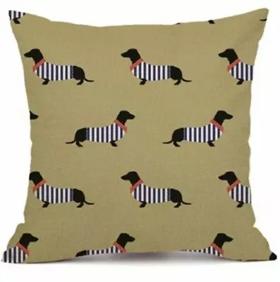 £9.99 • Buy Cute Linen Dachshund Cushion Cover Large Sausage Dog Lover
