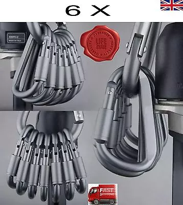 £6.99 • Buy 6 X Aluminum Carabiner D-Ring Key Chain Clip Snap Hook Karabiner Camping Key 