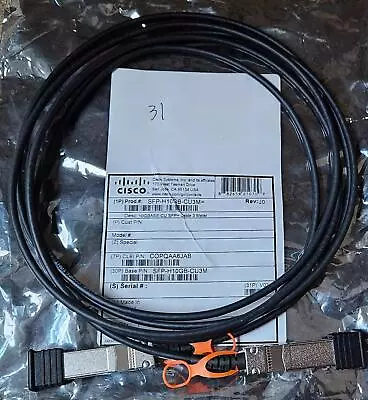 Cisco SFP+ DAC Direct Attach Copper Twinax Cable 3M SFP-H10GB-CU3M 37-0961-03 !N • $16.49