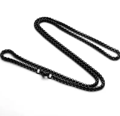 Women Men Black Gold Silver Stainless Steel 3mm Round Box Chain Necklace 18-35  • $5.95