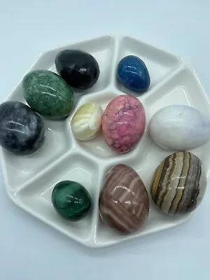 Vintage Marble Alabaster Granite Stone Eggs Easter Lot Of 10 Multicolored Italy • $47.55