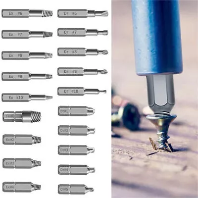22PCS Screw Remover Extractor Set Broken Damaged Stripped Drill Bits Easy Out • £8.95