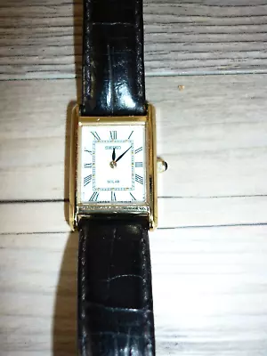Vintage Seiko Solar Watch White Dial Womens Gold Tone • $6.99